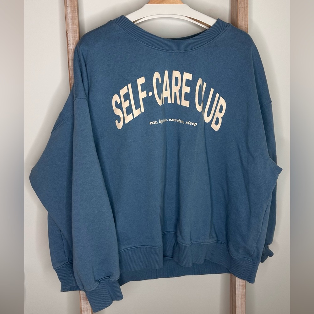 Blue Self Care Crewneck sweatshirt